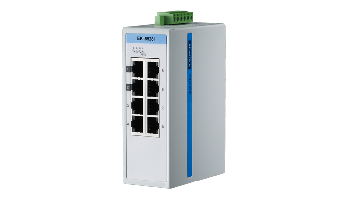 Advantech EKI-5528I Switch, 8 Port 10/100 (Monitored) | Monitored switches | Product | MCS