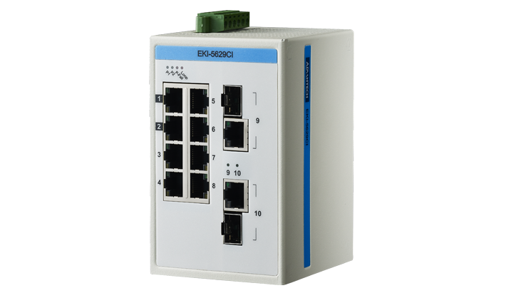 Advantech EKI-5629CI Switch, 8 Port 10/100 (Monitored) | Monitored switches | Product | MCS