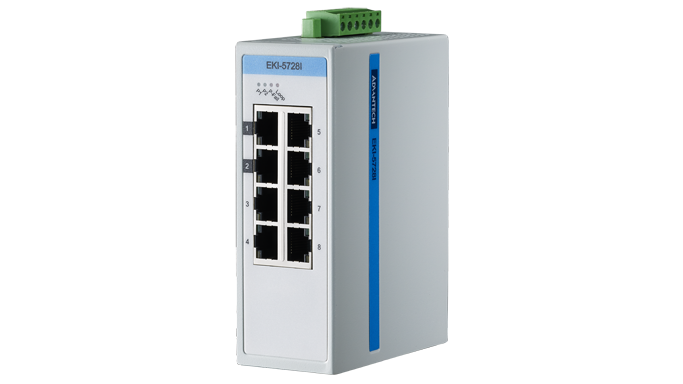 Advantech EKI-5528I Switch, 8 Port 10/100 (Monitored) | Producten | MCS