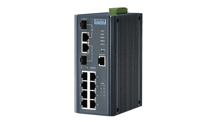 Advantech EKI-7710E-2CPI, 8 Port 10/100 POE+ (Managed) | Managed switches | Product | MCS