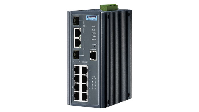 Advantech EKI-7710G-2CPI, 8 Port 10/100/1000 POE+ (Manage | Managed switches | Product | MCS