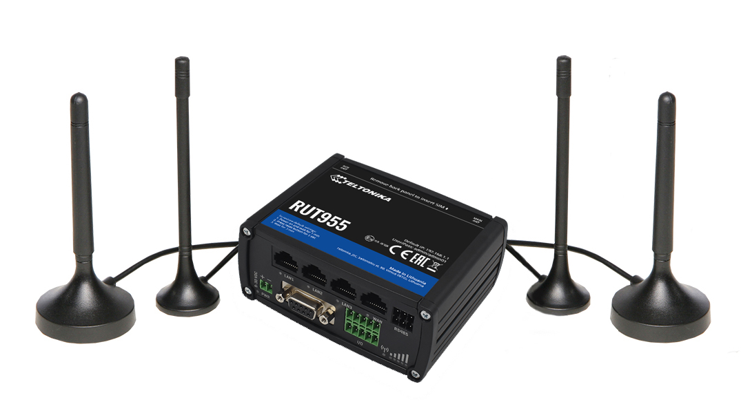 Teltonika RUT955 LTE router met i/o RS232 RS485, V2 MCS