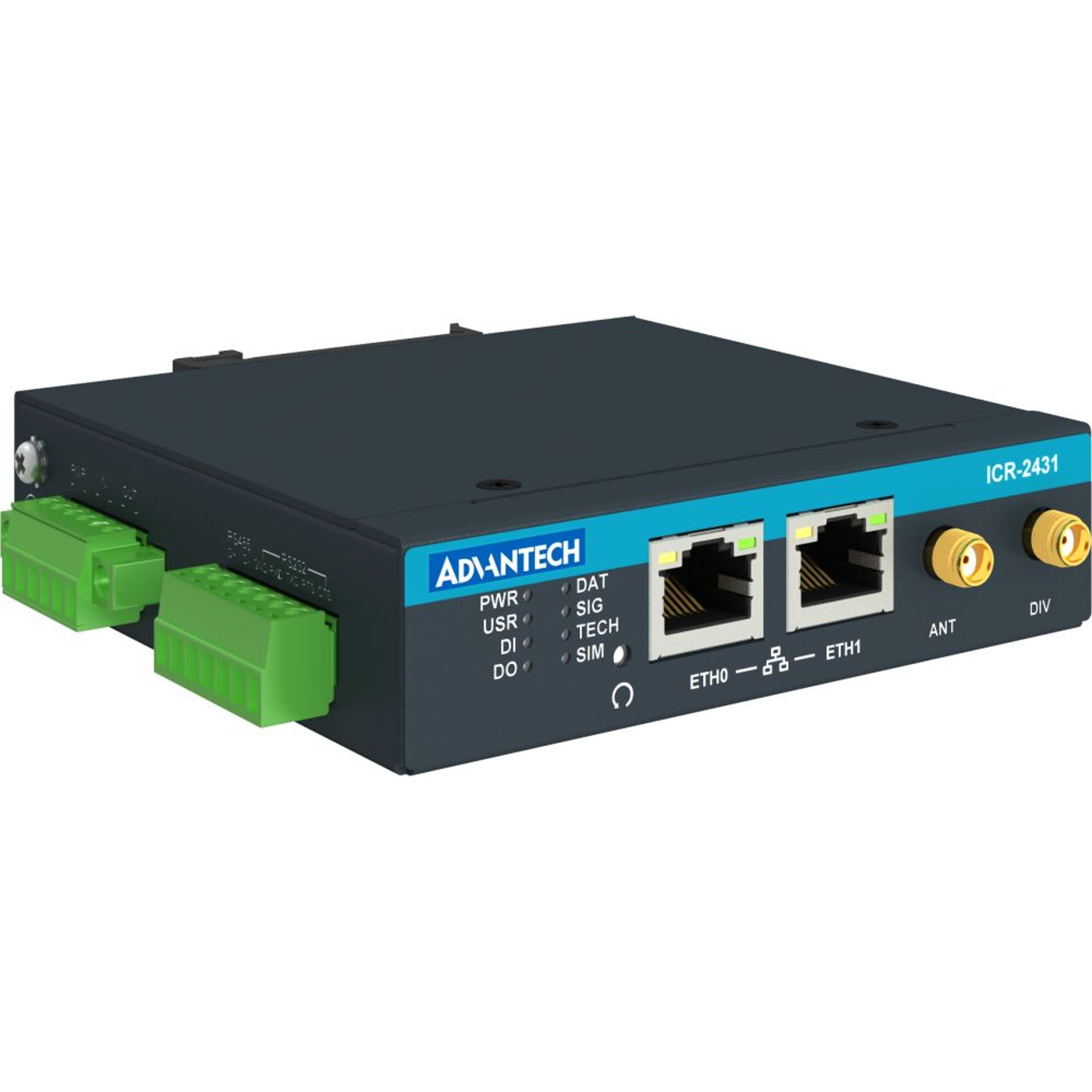 Advantech ICR-2431 LTE router, 2xSIM, 2x Eth, 1x RS232, 1x RS485, 1x i/o | 4G routers | Product | MCS