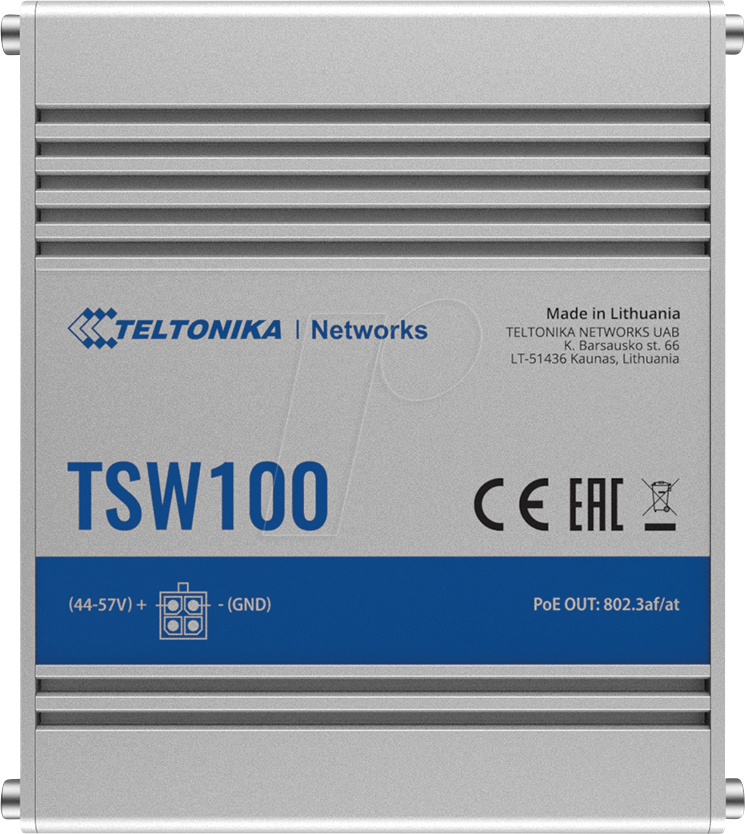 Teltonika TSW100 switch, PoE, 5x Gigabit ethernet | Unmanaged switches | Product | MCS