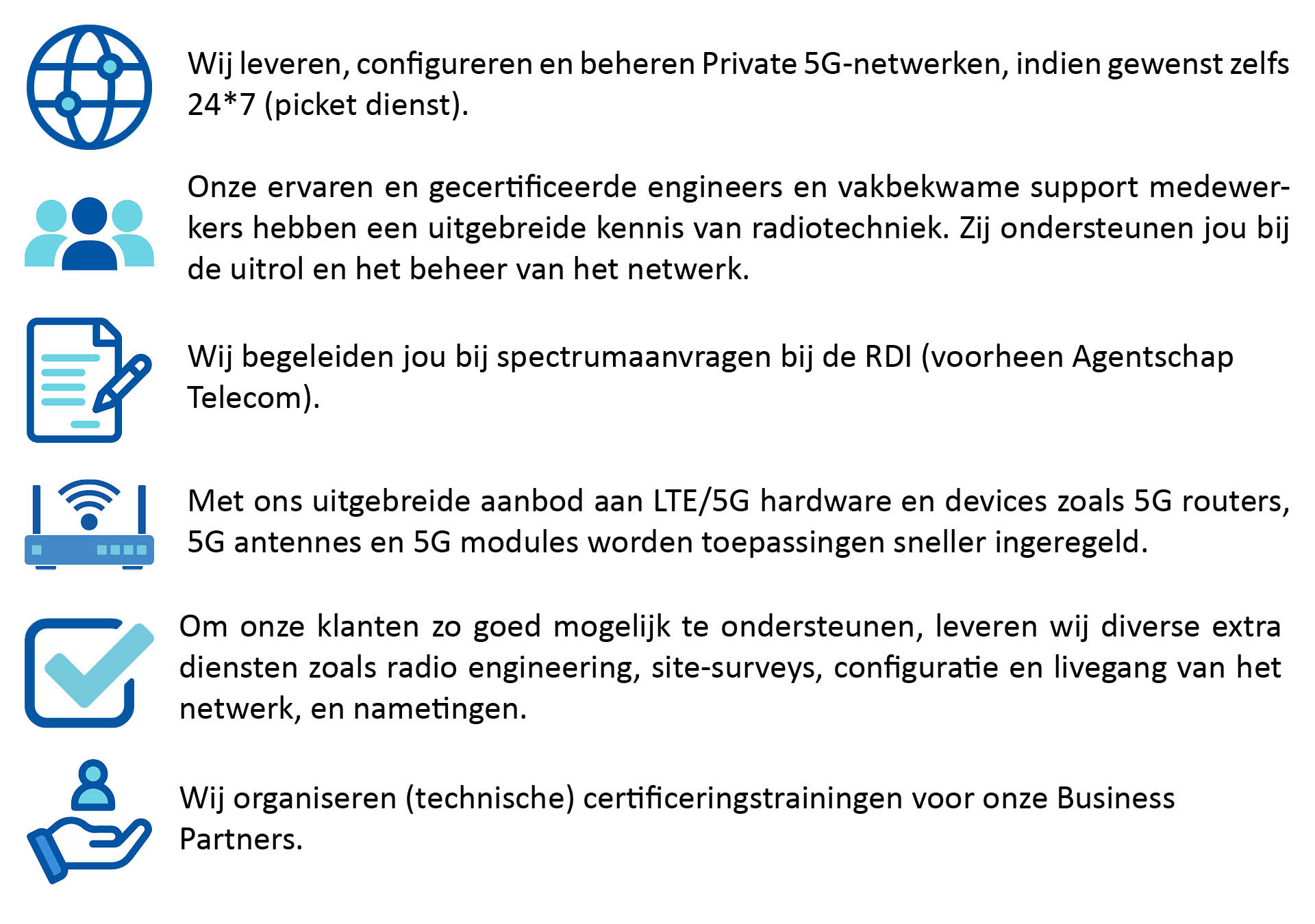 MCS helpt jou als addes value distributeur met het succesvol opzetten van private 5g-netwerken voor jouw klanten.